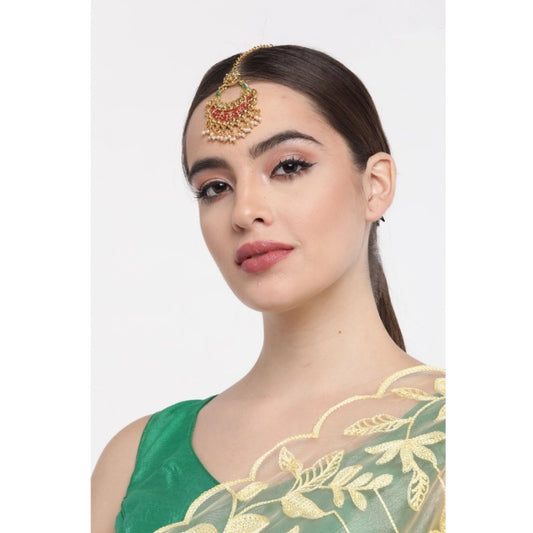 Rose Gold Plated Alloy Kundan Earrings &amp; Mangtikka