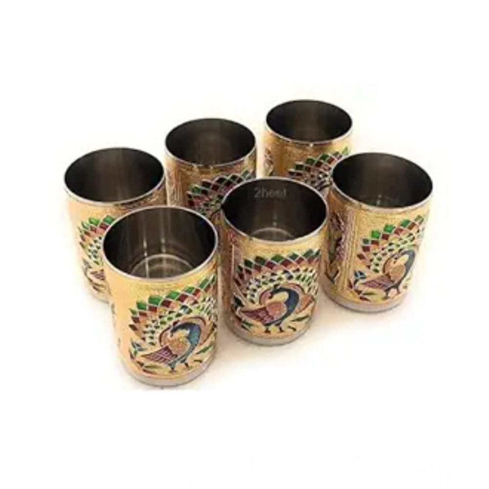 Premium Peacock Tumbler Set (Gold)
