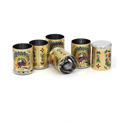 Premium Peacock Tumbler Set (Gold)