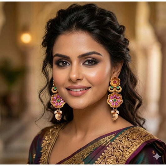 Zinc Alloy Gold Plated Jhumka Earrings