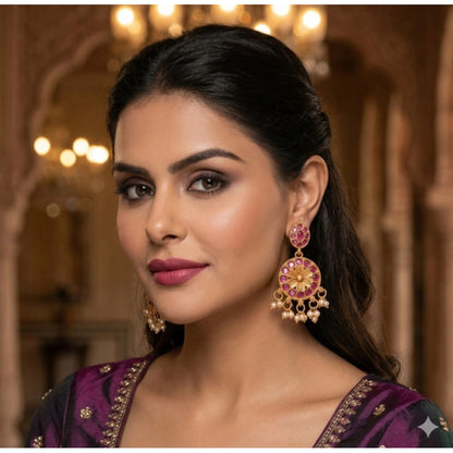 Zinc Alloy Gold Plated Chandbali Earrings