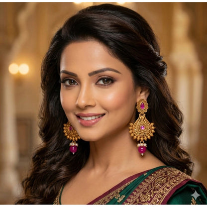 Zinc Alloy Gold Plated Chandbali Earrings
