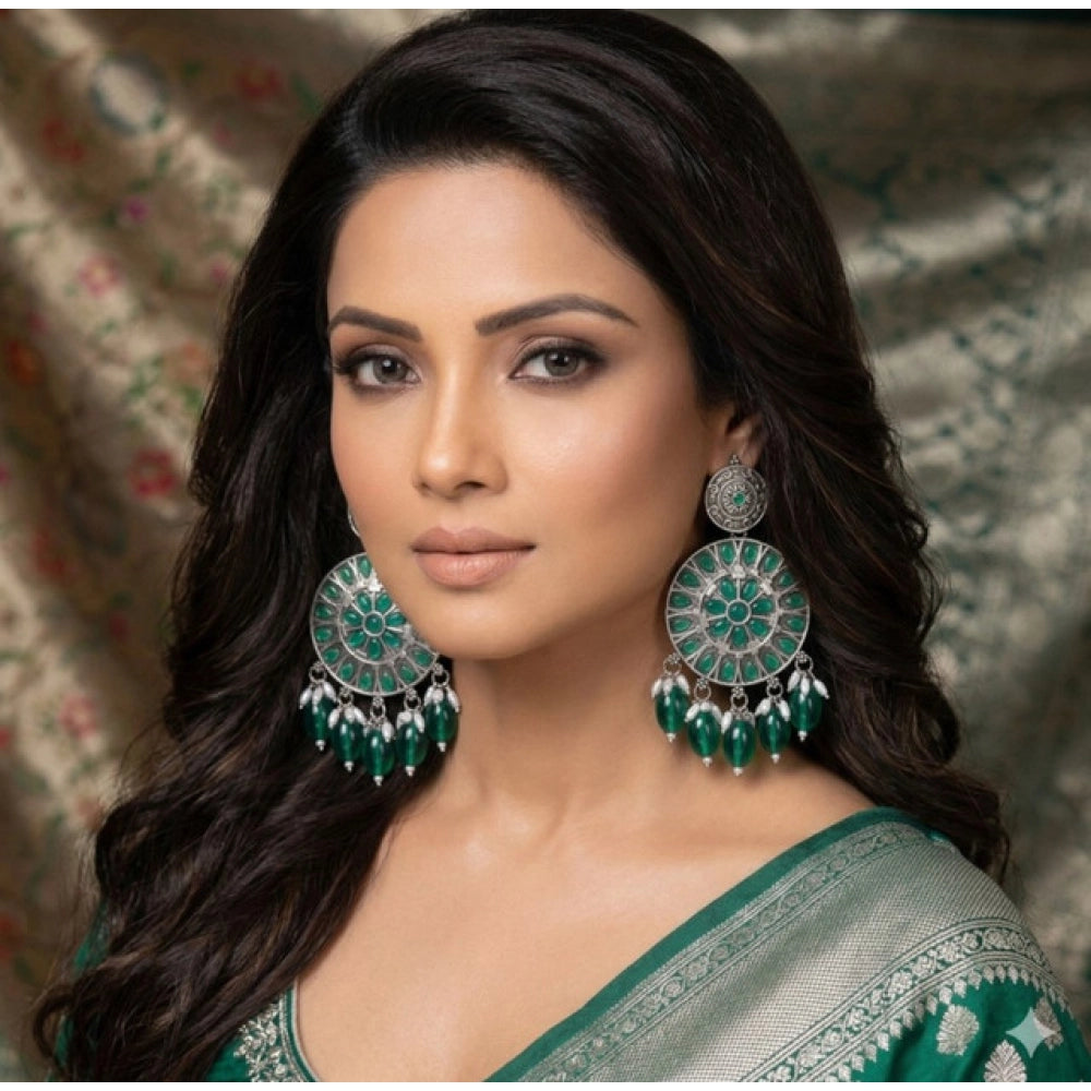 zinc alloy gold plated chandbali earrings