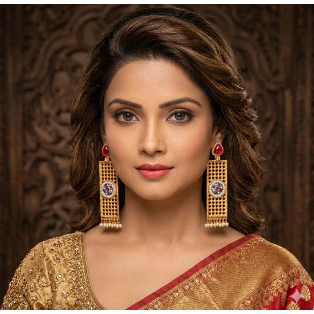 zinc alloy gold plated dangler earrings