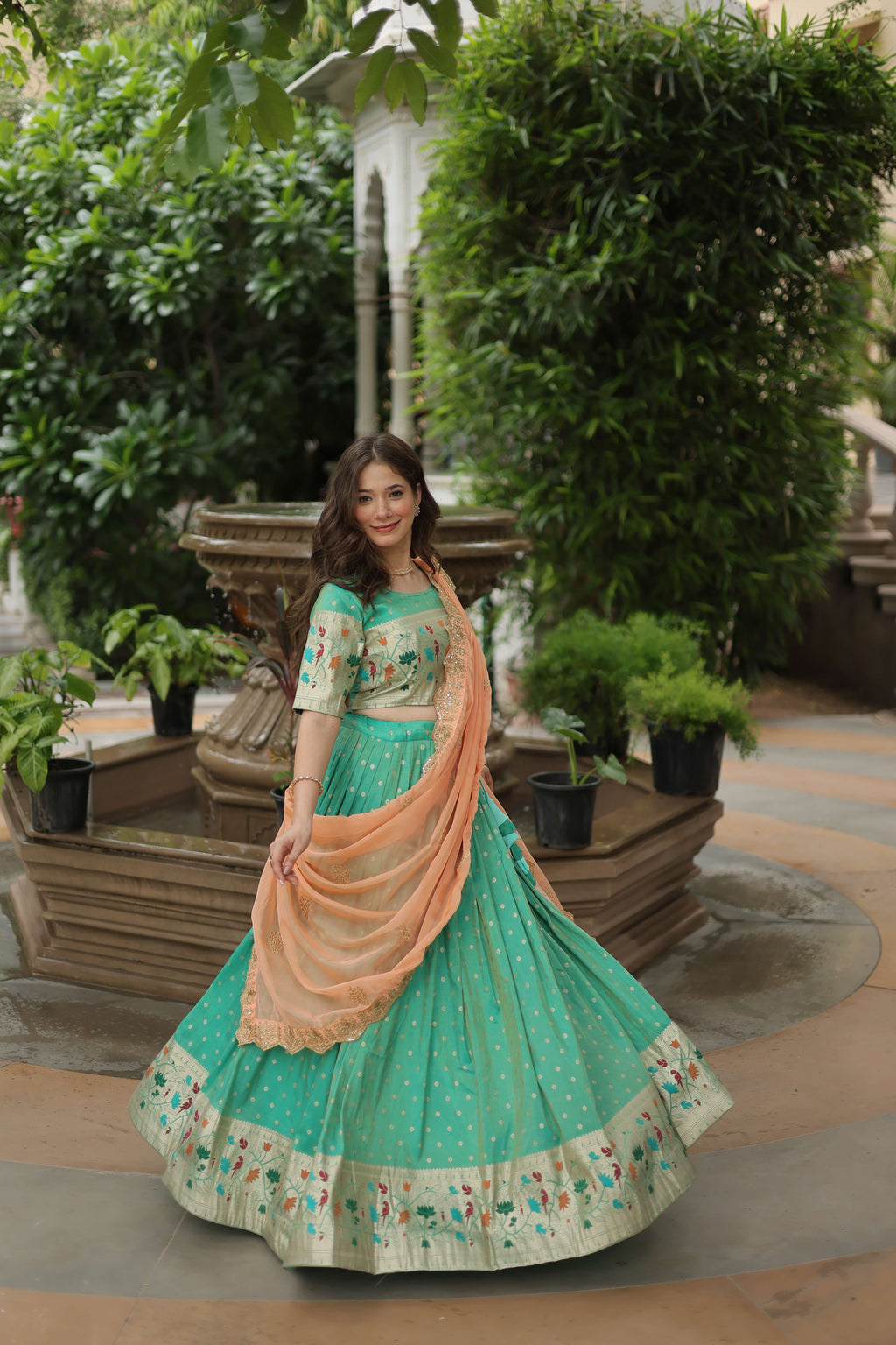 Cosmos Jequard Lehenga Choli with Embroidered Dupatta