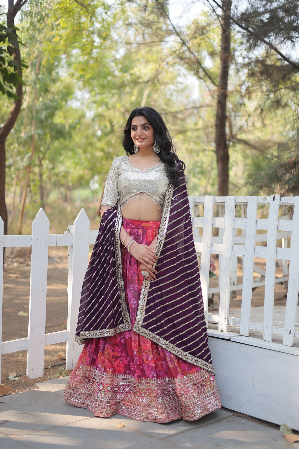 Digital Printed Georgette Lehenga Choli with Sequins Embroidered Dupatta ?