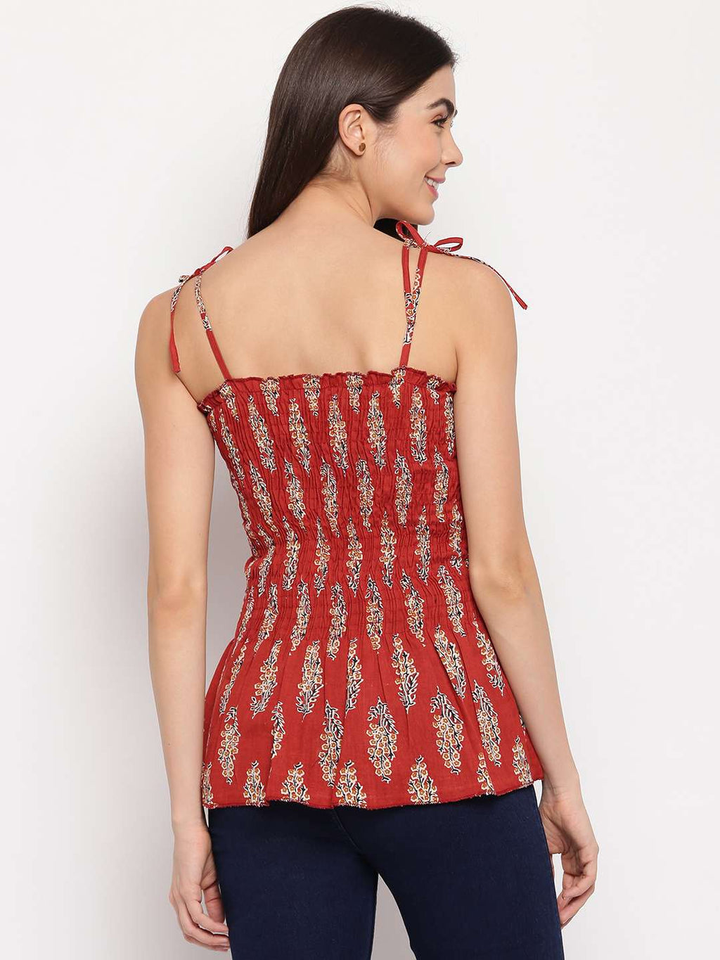 Women's Rayon Printed Casual Summer Style Tie Shoulder Straps Free Size Tank Top ( Multi17)