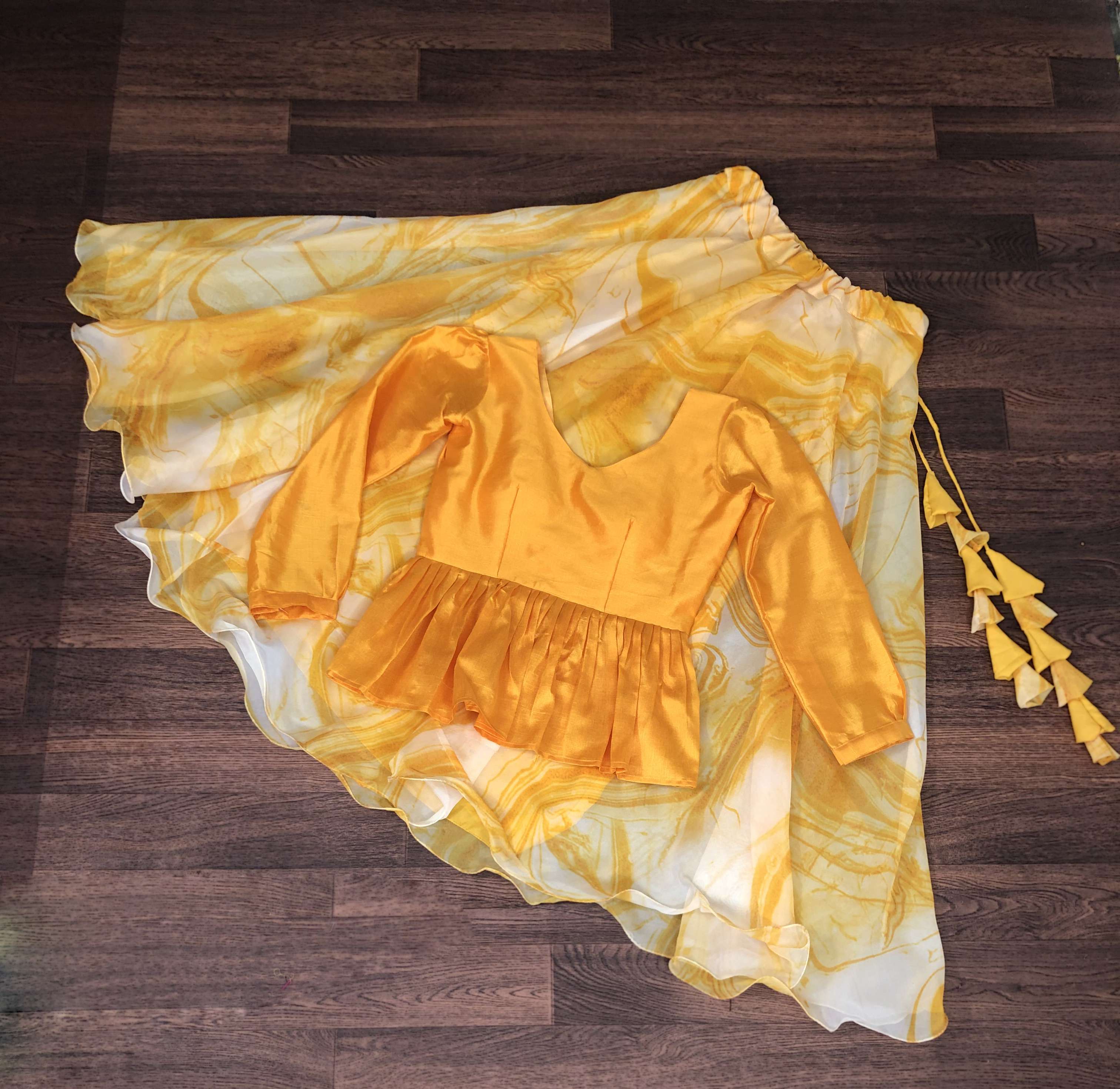 Premium Soft Organza Printed Lehenga with Mulberry Silk Peplum Blouse