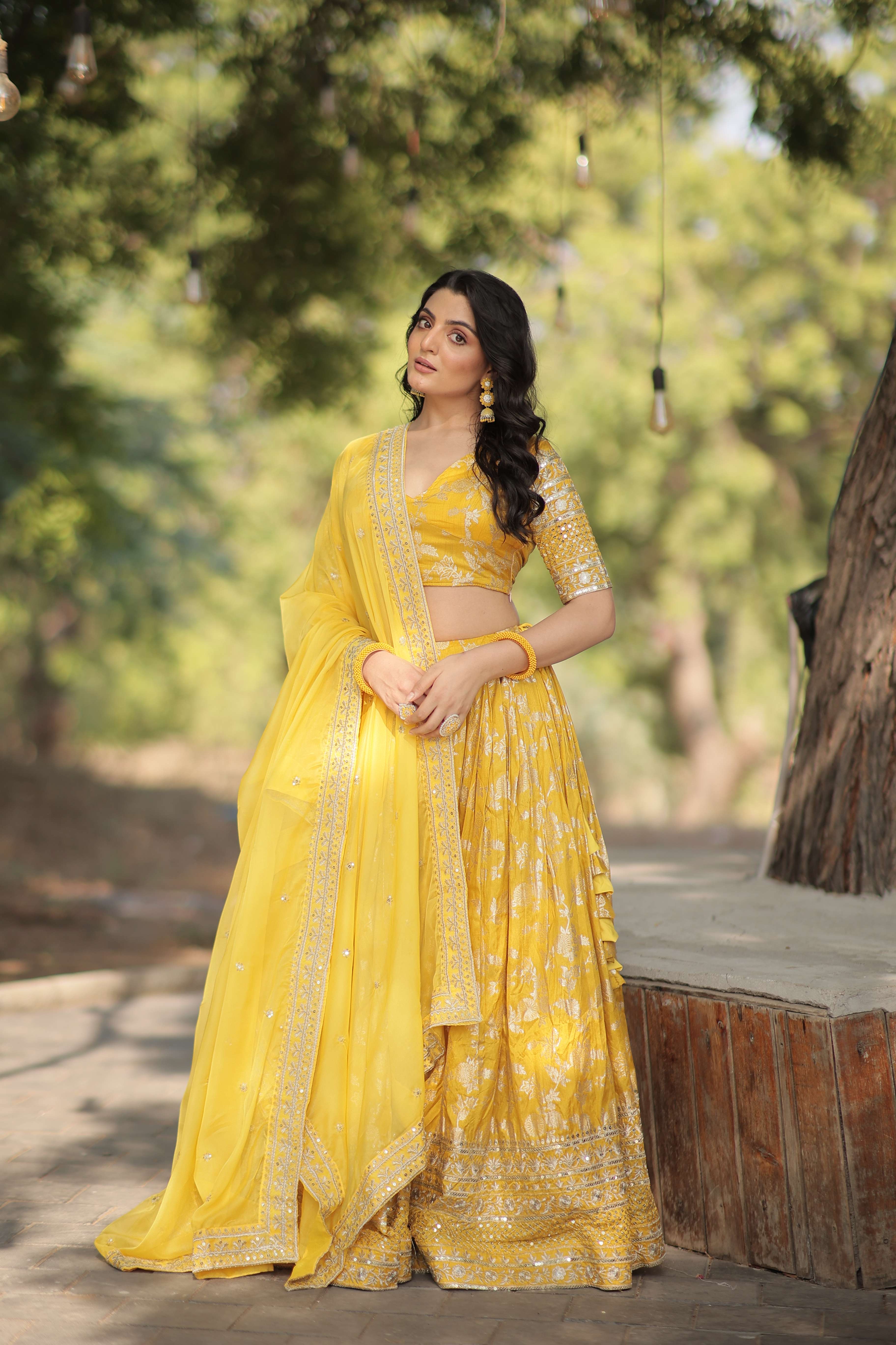 Designer Pure Viscose Jacquard Embroidered Lehenga Choli with Dupatta ?