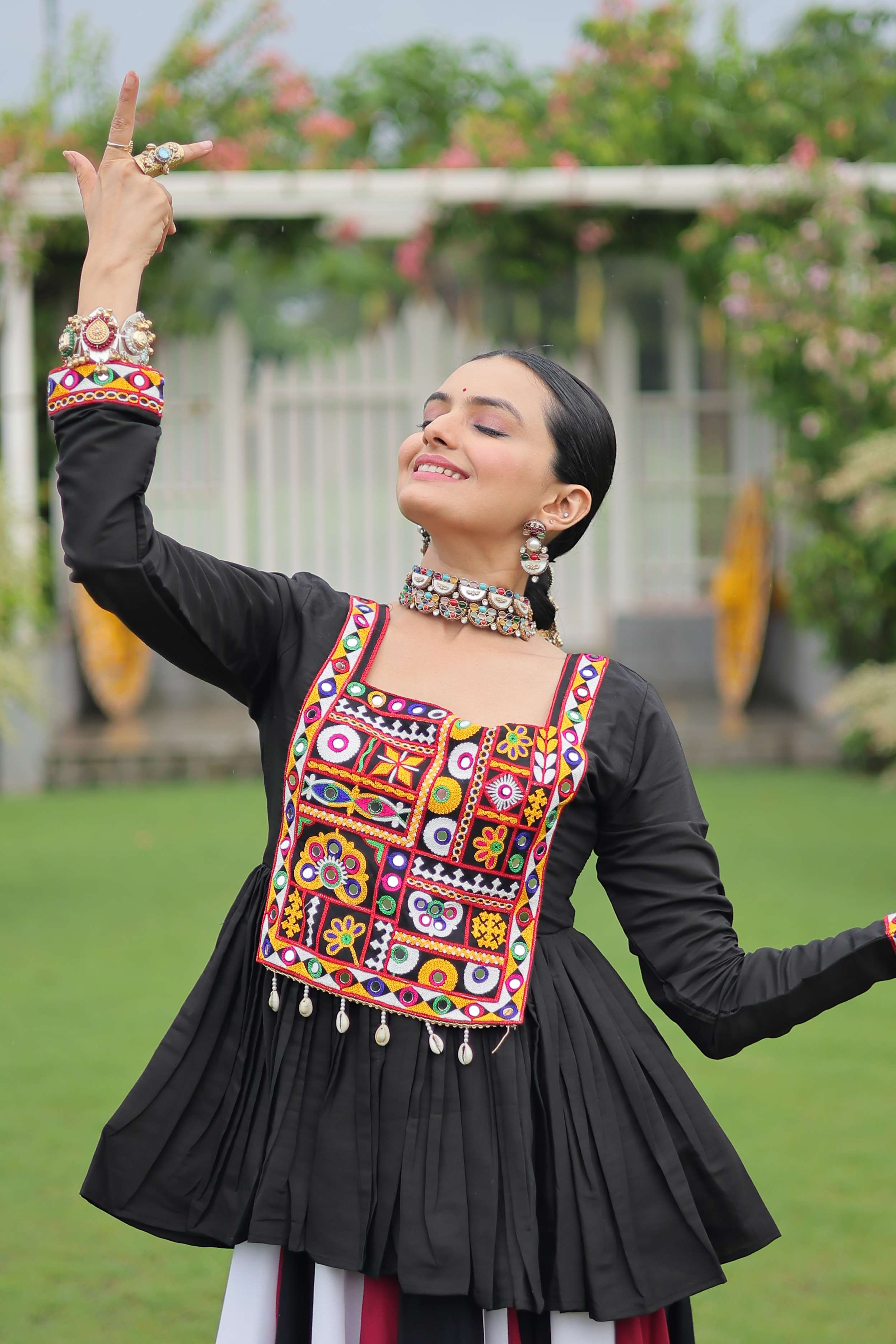 Navratri Lehenga Choli Set with Black Peplum Top