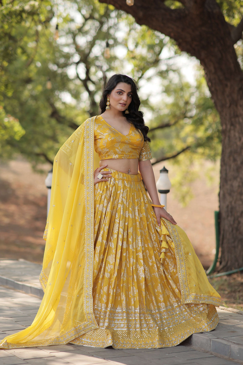 Designer Pure Viscose Jacquard Embroidered Lehenga Choli with Dupatta ?
