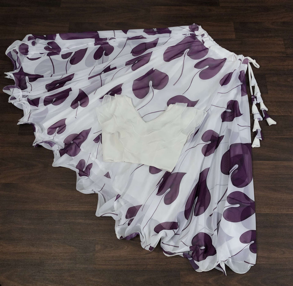 Premium Faux Georgette Digital Print Lehenga with Frill Blouse