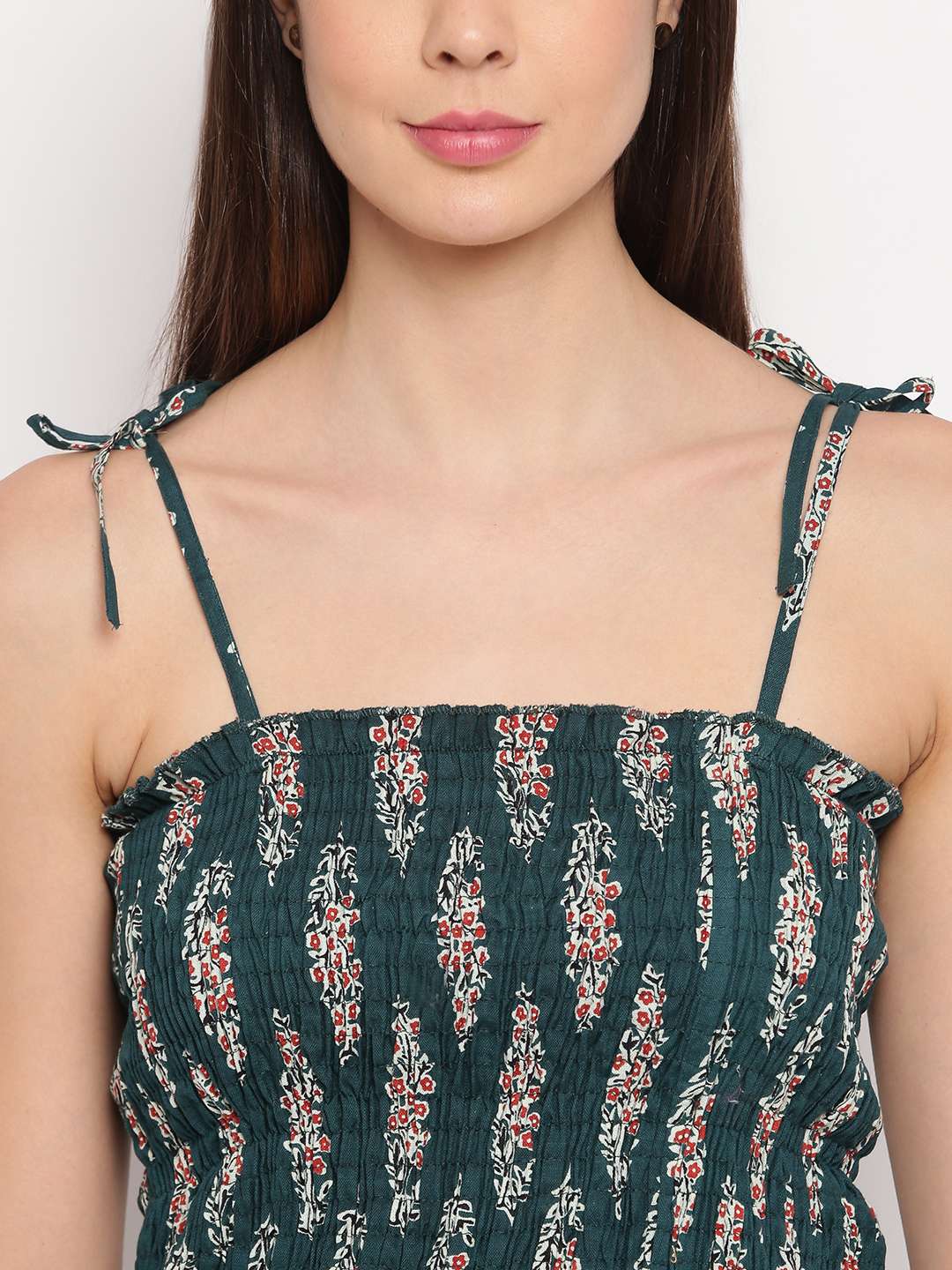 Women's Rayon Printed Casual Summer Style Tie Shoulder Straps Free Size Tank Top ( Multi18)