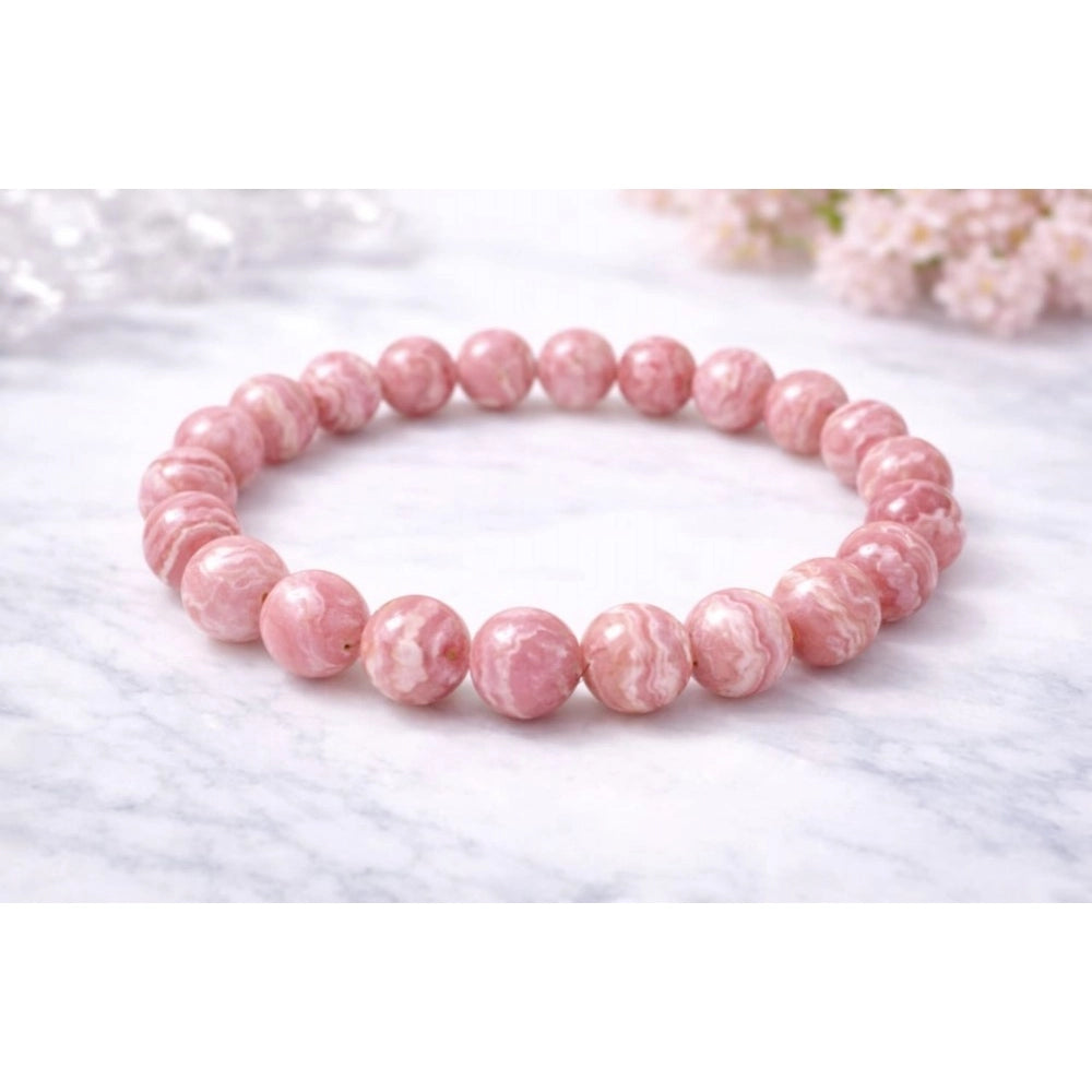 natural crystal 8mm rhodochrosite bracelet