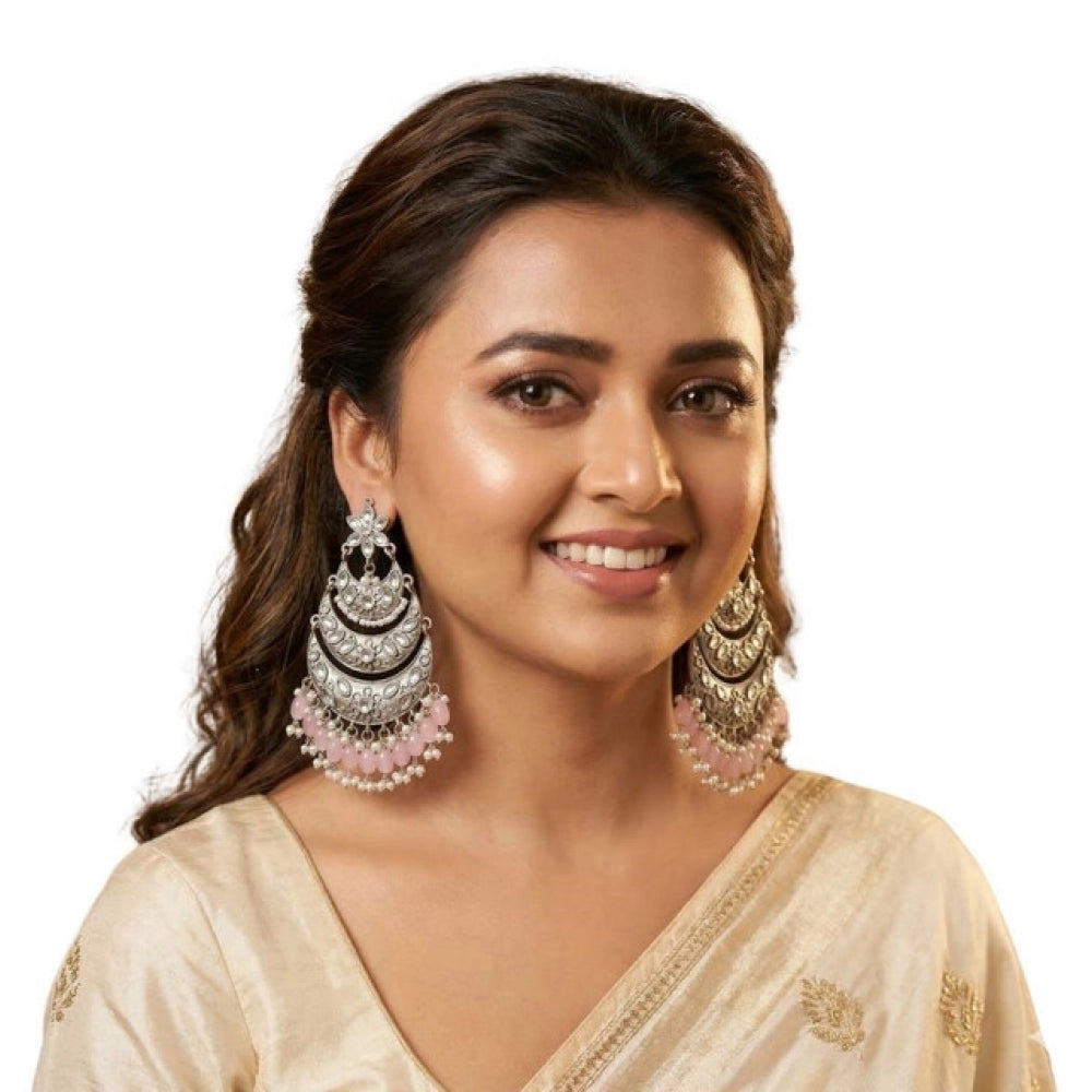 zinc alloy gold plated chandbali earrings