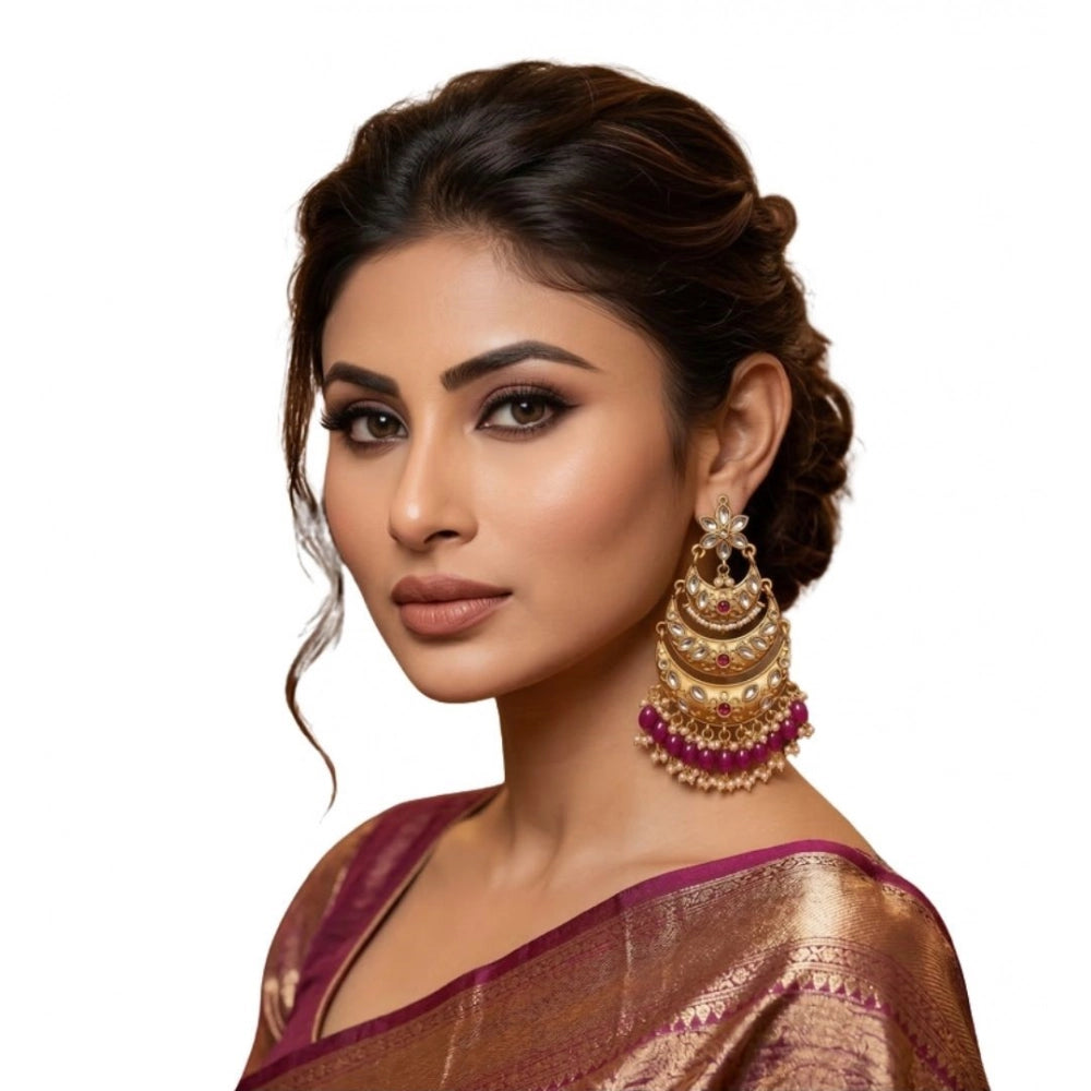 zinc alloy gold plated chandbali earrings