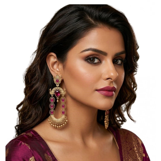 Zinc Alloy Gold Plated Chandbali Earrings