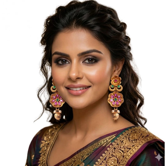 Zinc Alloy Gold Plated Jhumka Earrings
