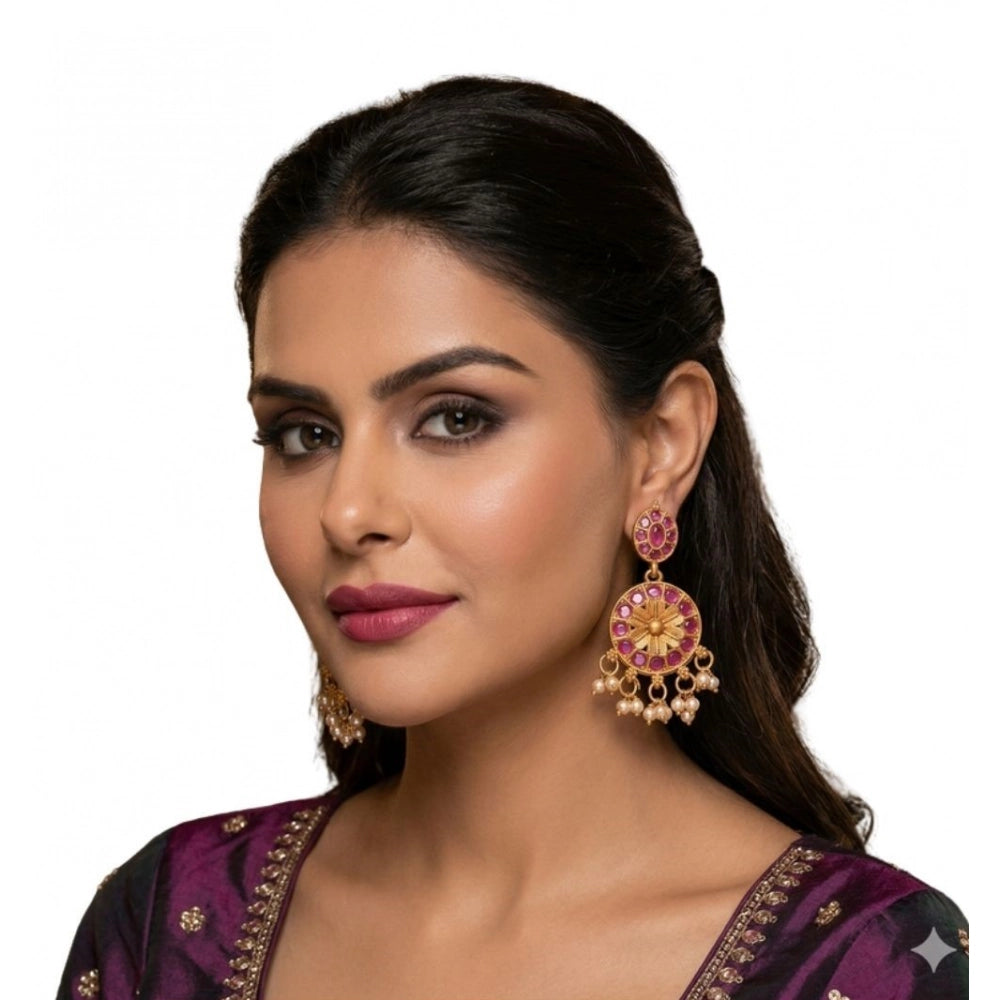 zinc alloy gold plated chandbali earrings