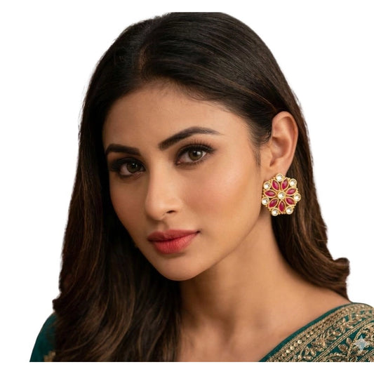 Zinc Alloy Gold Plated Stud Earrings