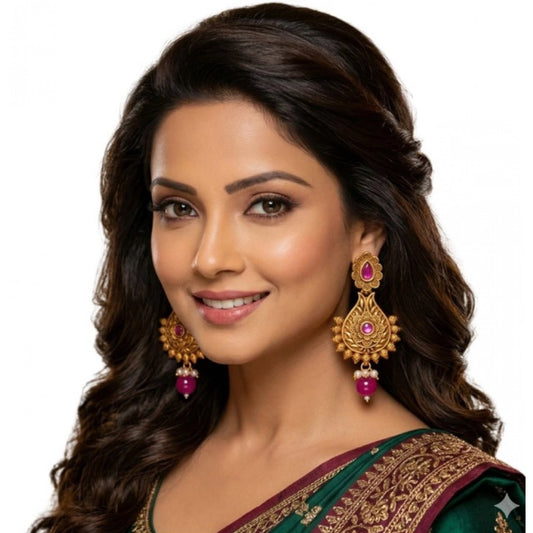 Zinc Alloy Gold Plated Chandbali Earrings