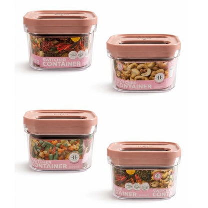 Airtight Storage Container — 500 ml, Set of 4 (Pink)