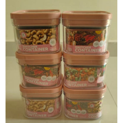Airtight Storage Container — 500 ml, Set of 6 (Pink)