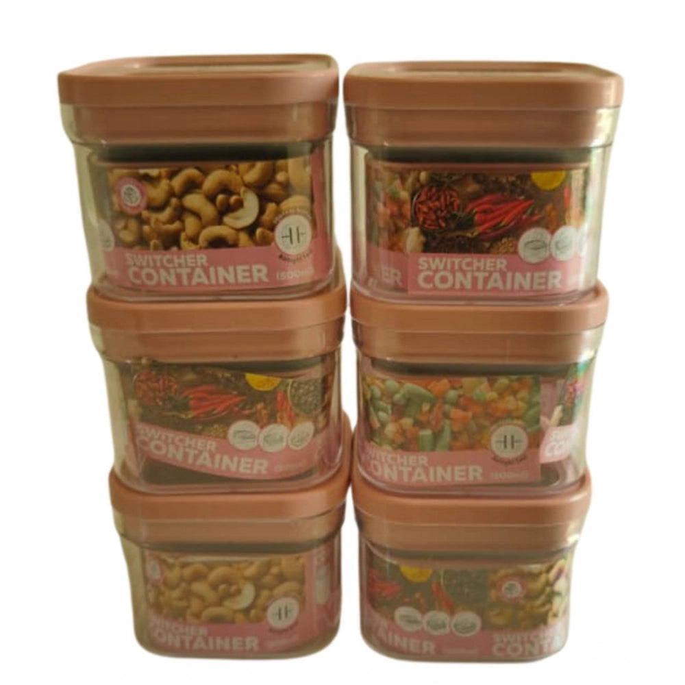 Airtight Storage Container — 500 ml, Set of 6 (Pink)