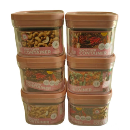 Airtight Storage Container — 500 ml, Set of 6 (Pink)