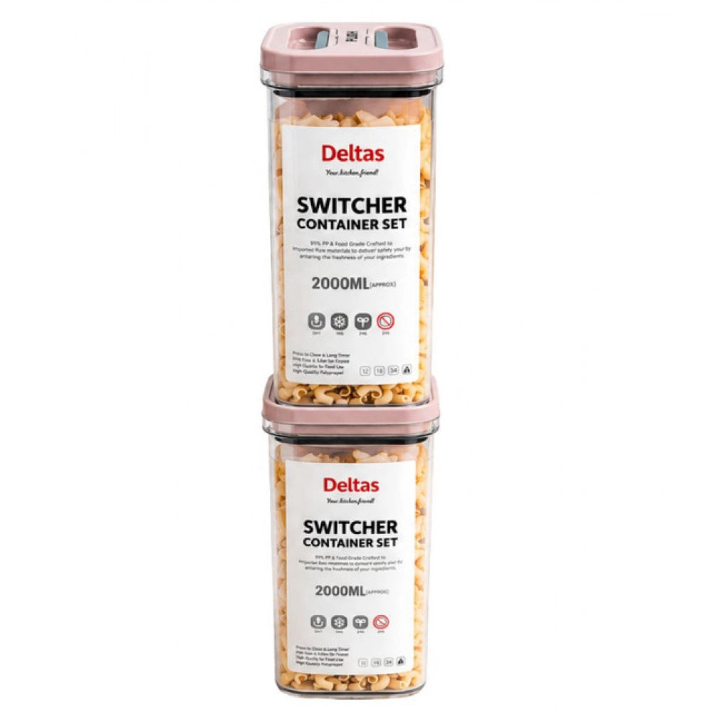 Airtight Storage Container — 2 L, Set of 2 (Pink)