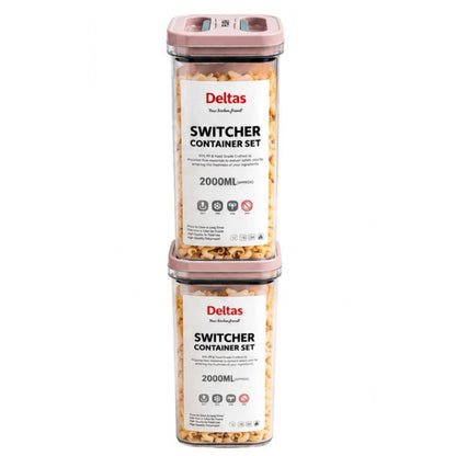 Airtight Storage Container — 2 L, Set of 2 (Pink)