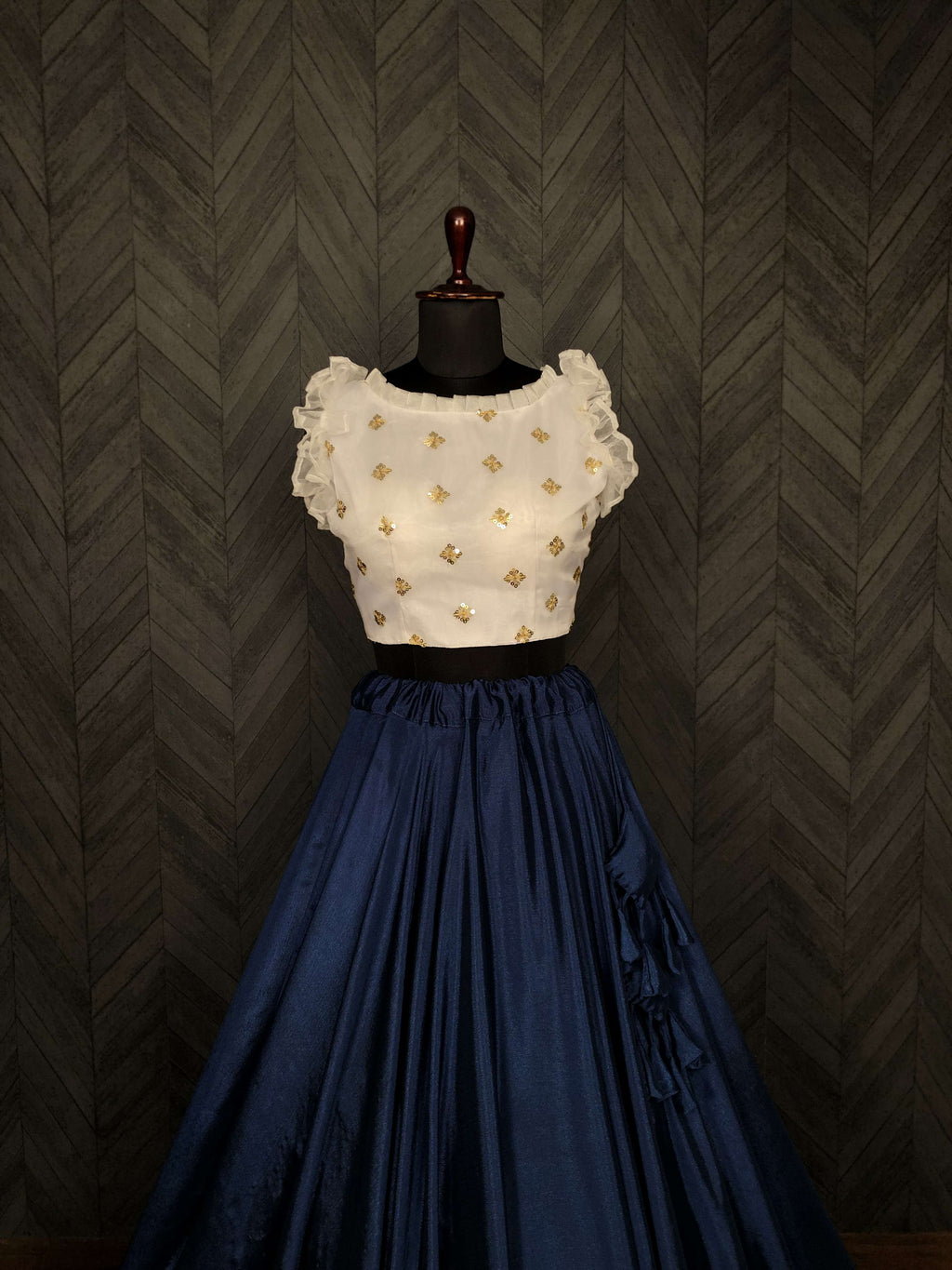 Premium Chinnon Lehenga with Organza Sequin Blouse  Readymade Set