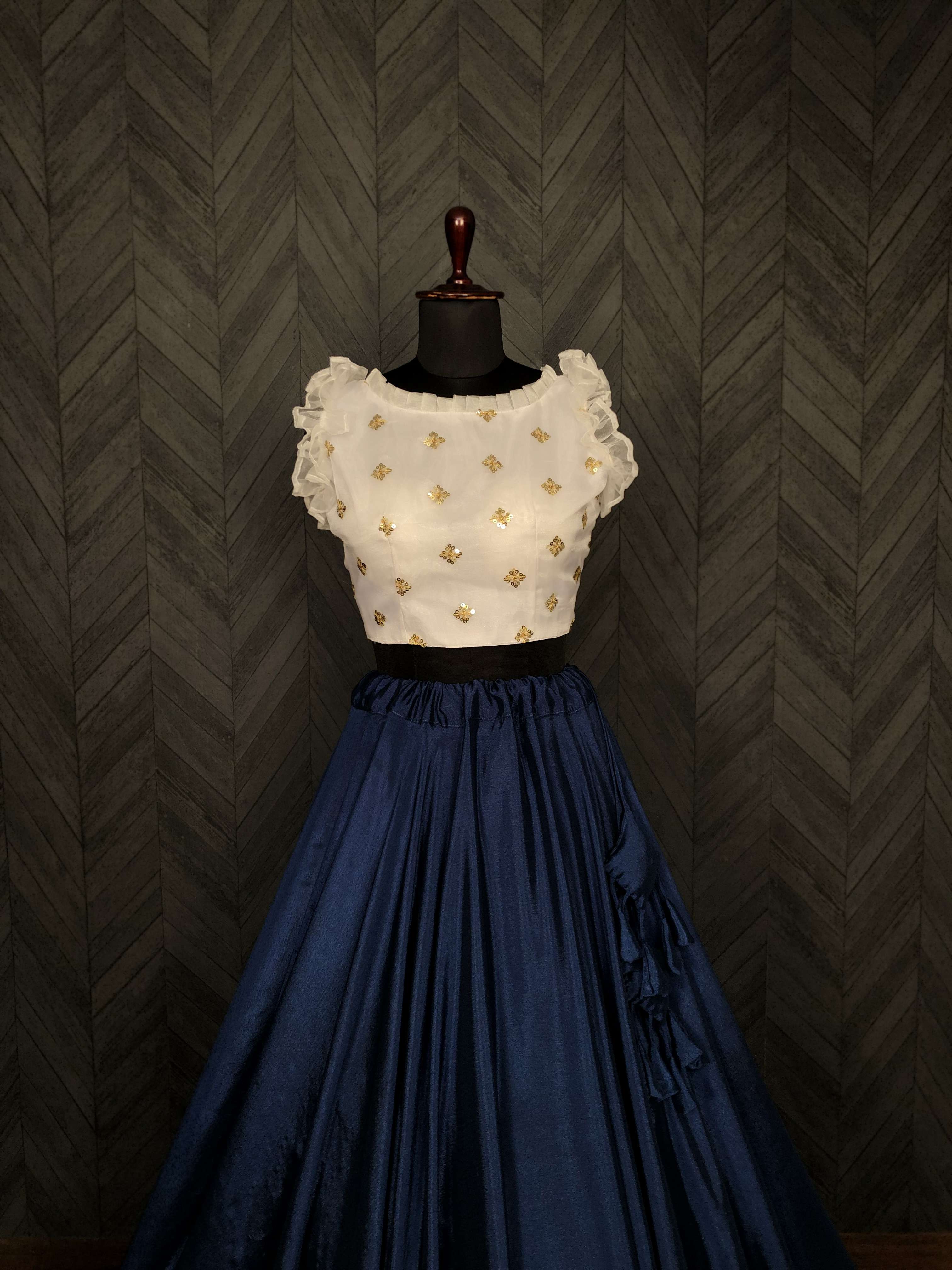 Premium Chinnon Lehenga with Organza Sequin Blouse  Readymade Set