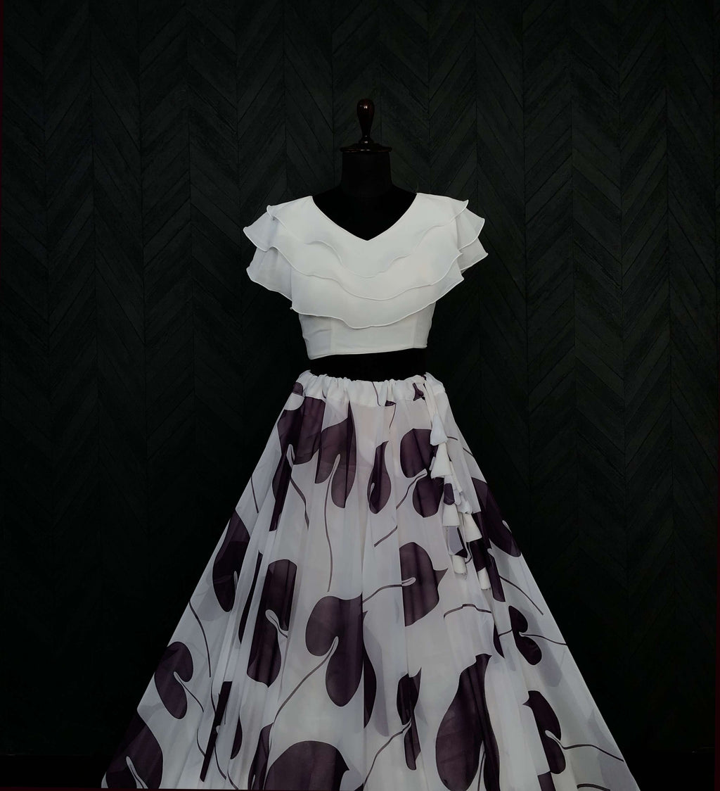 Premium Faux Georgette Digital Print Lehenga with Frill Blouse