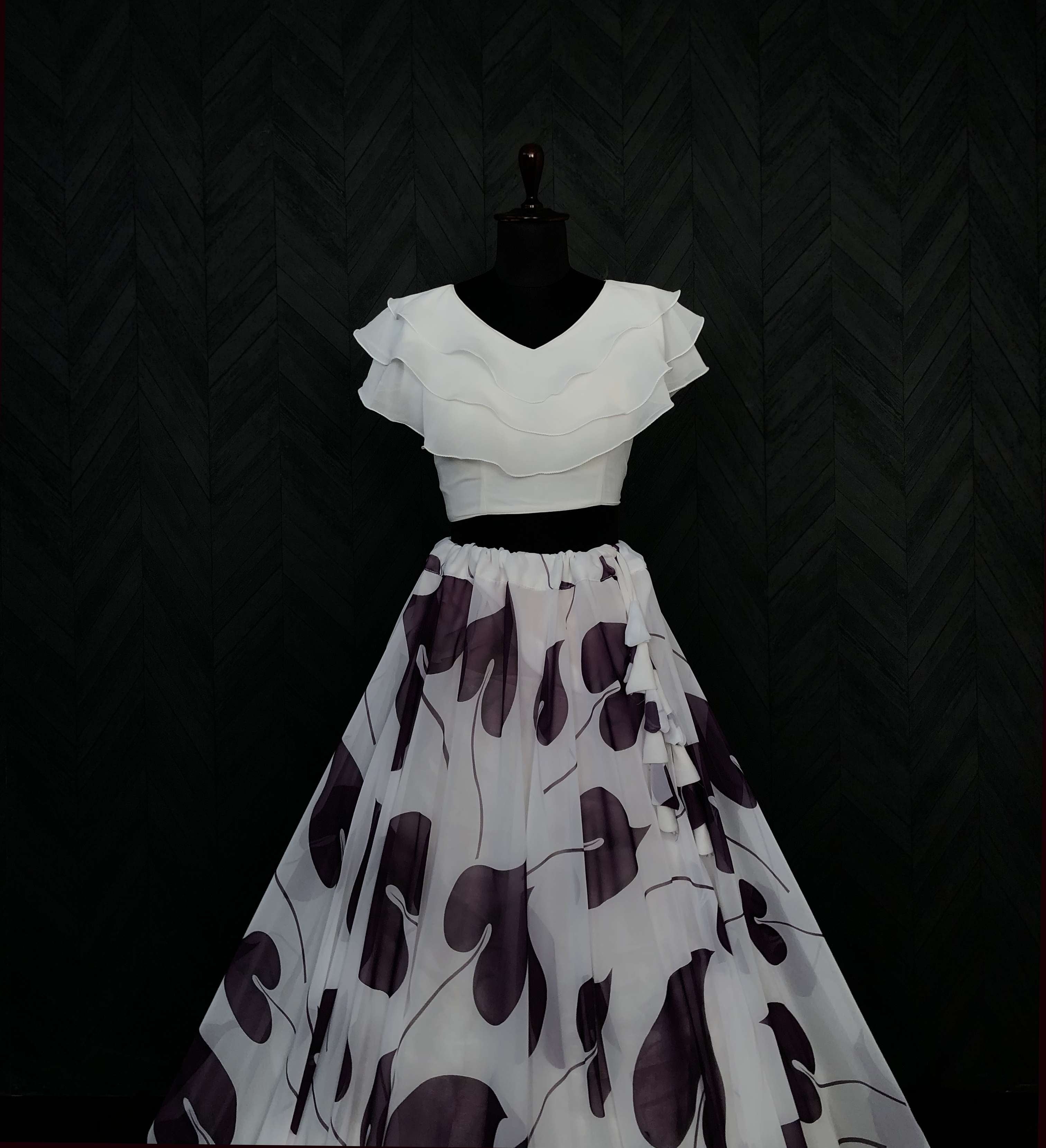 Premium Faux Georgette Digital Print Lehenga with Frill Blouse