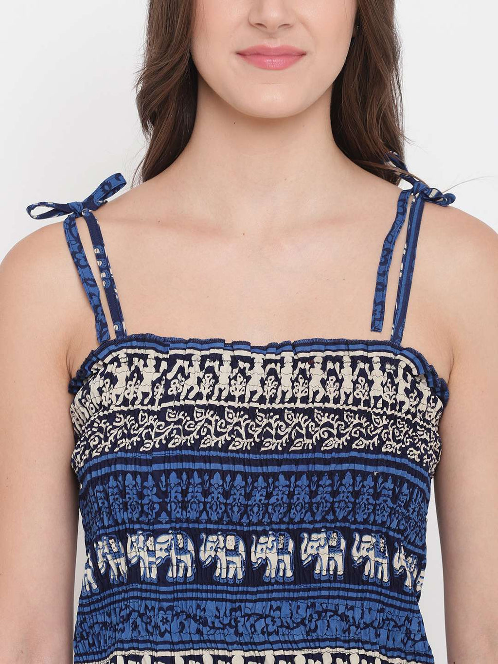 Women's Rayon Printed Casual Summer Style Tie Shoulder Straps Free Size Tank Top ( Multi3)