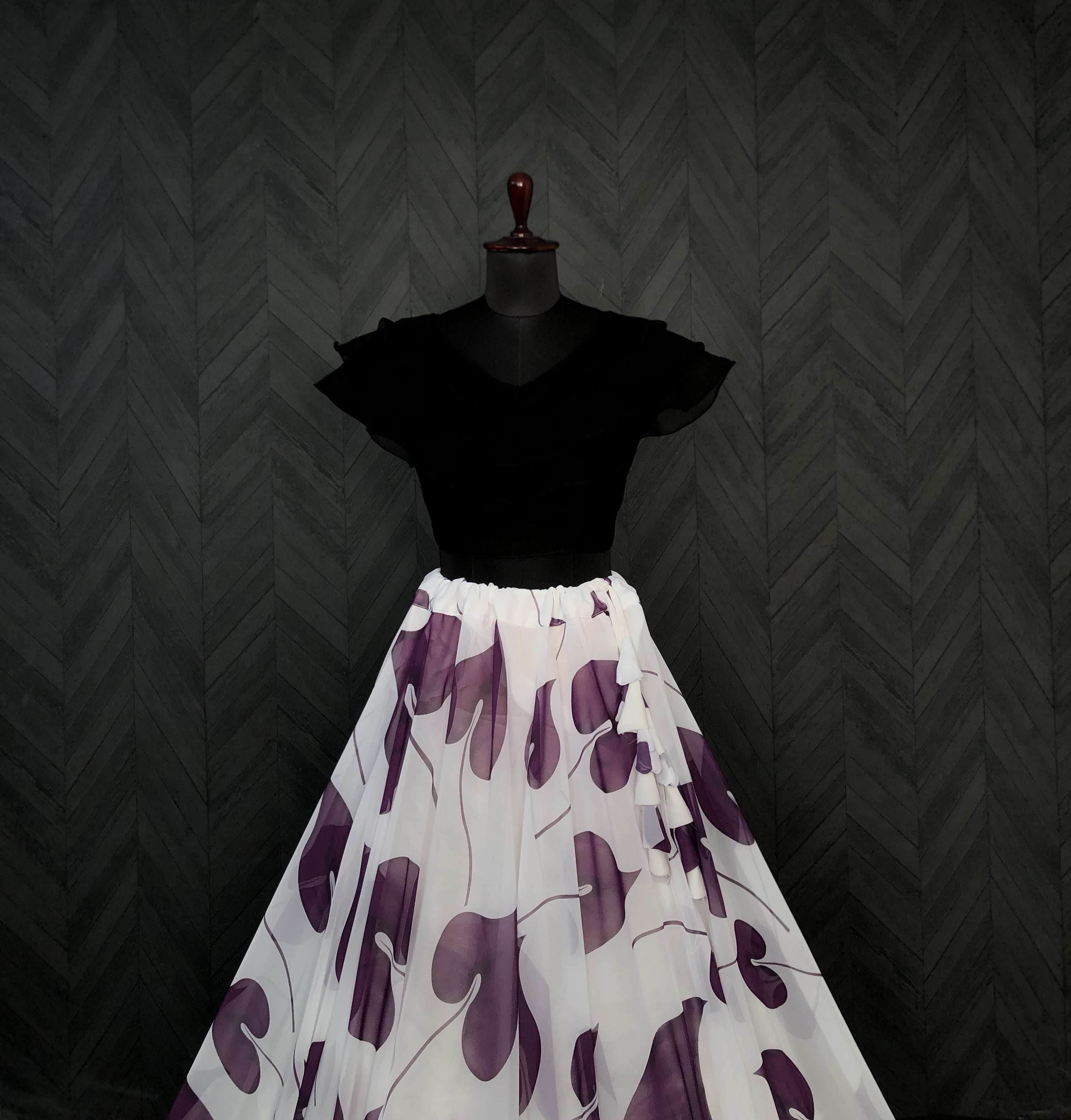 Premium Faux Georgette Digital Print Lehenga with Frill Blouse