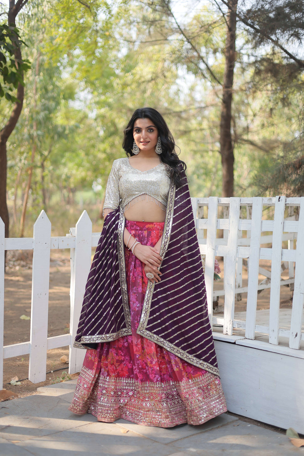 Digital Printed Georgette Lehenga Choli with Sequins Embroidered Dupatta ?