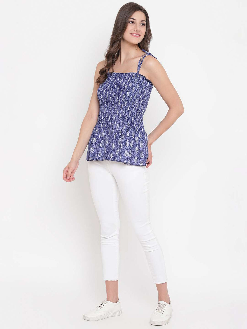 Women's Rayon Printed Casual Summer Style Tie Shoulder Straps Free Size Tank Top ( Multi10)