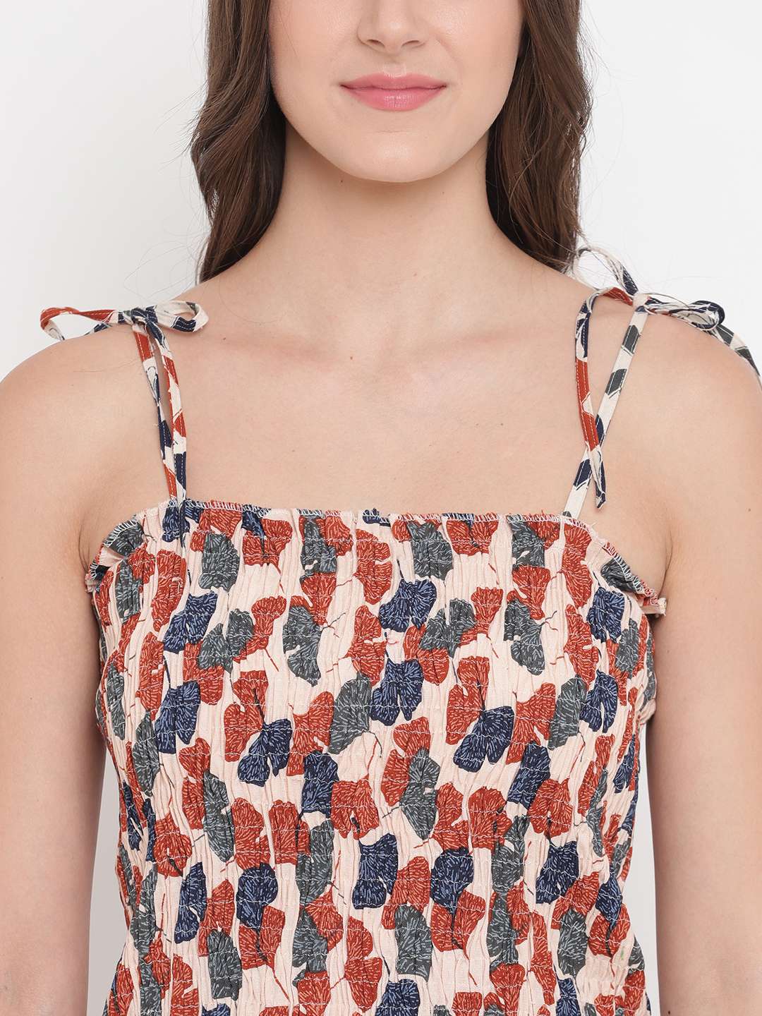 Women's Rayon Printed Casual Summer Style Tie Shoulder Straps Free Size Tank Top ( Multi11)