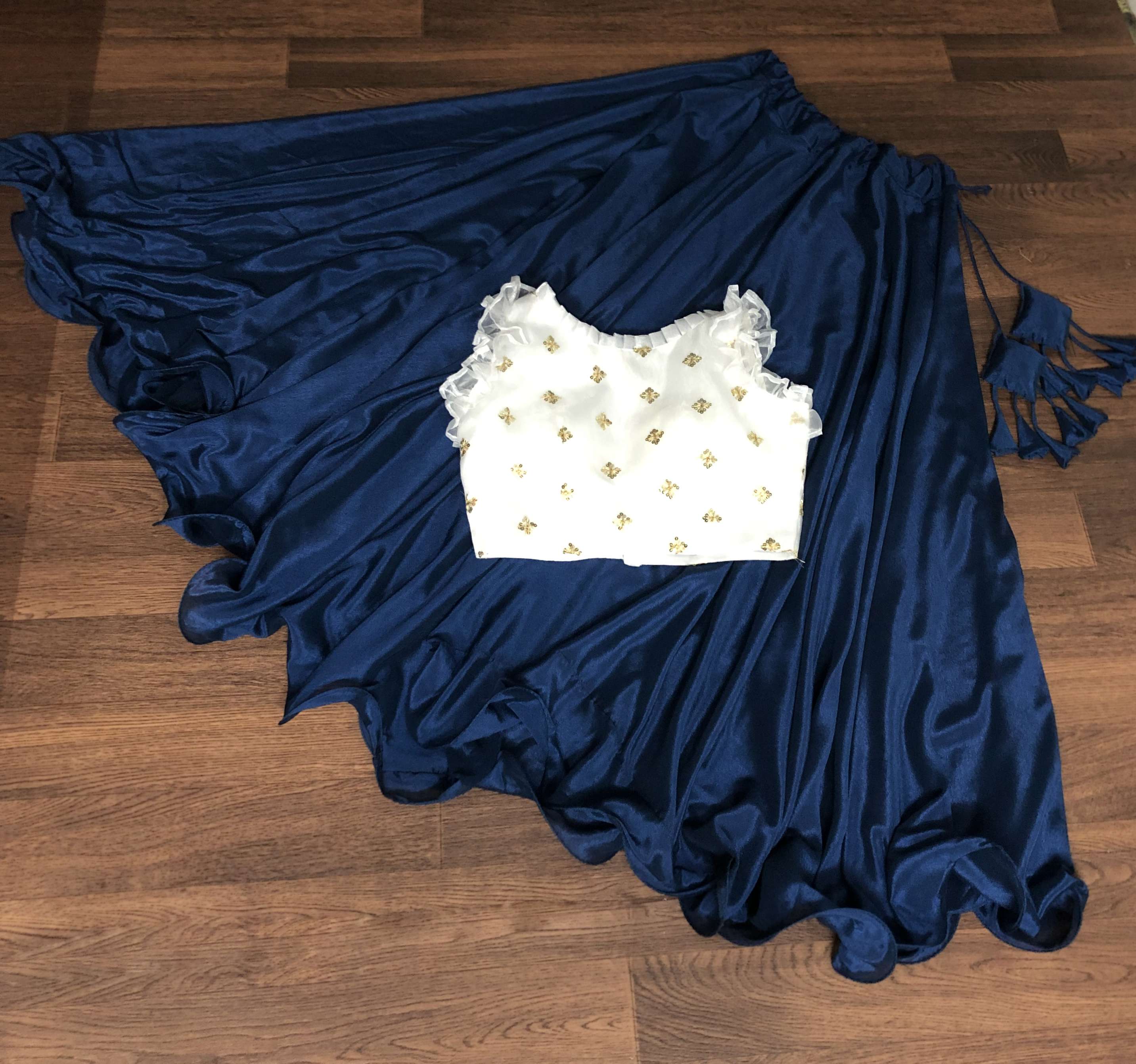 Premium Chinnon Lehenga with Organza Sequin Blouse  Readymade Set