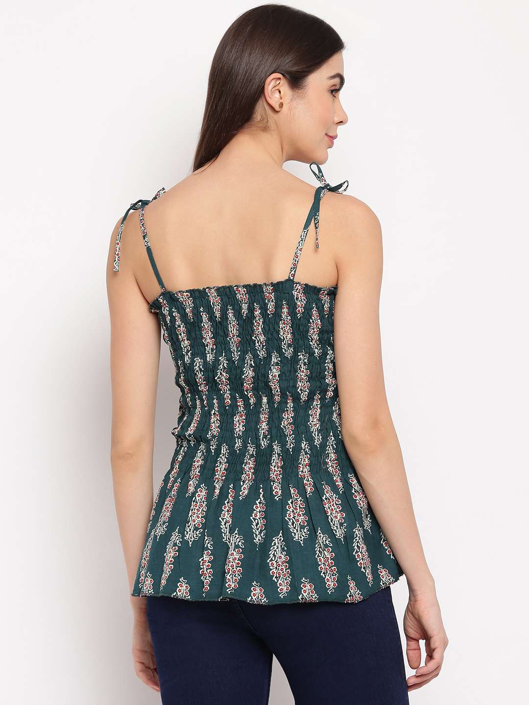 Women's Rayon Printed Casual Summer Style Tie Shoulder Straps Free Size Tank Top ( Multi18)