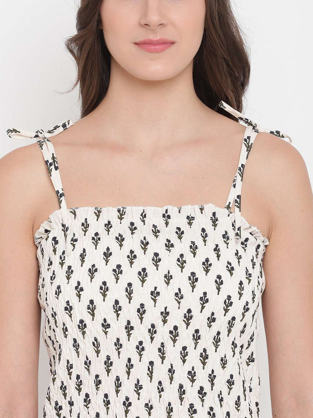 Women's Rayon Printed Casual Summer Style Tie Shoulder Straps Free Size Tank Top ( Multi14)