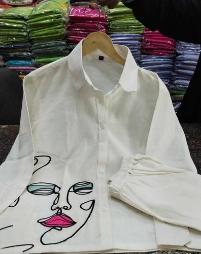 Women's Cotton Embroidery Co-Ord Set | Casual Wear Pant Top Set | Fancy Co-Ord Set - Alternative view