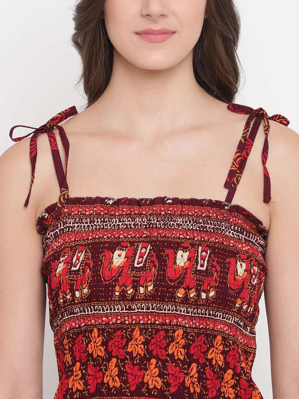 Women's Rayon Printed Casual Summer Style Tie Shoulder Straps Free Size Tank Top ( Multi2)