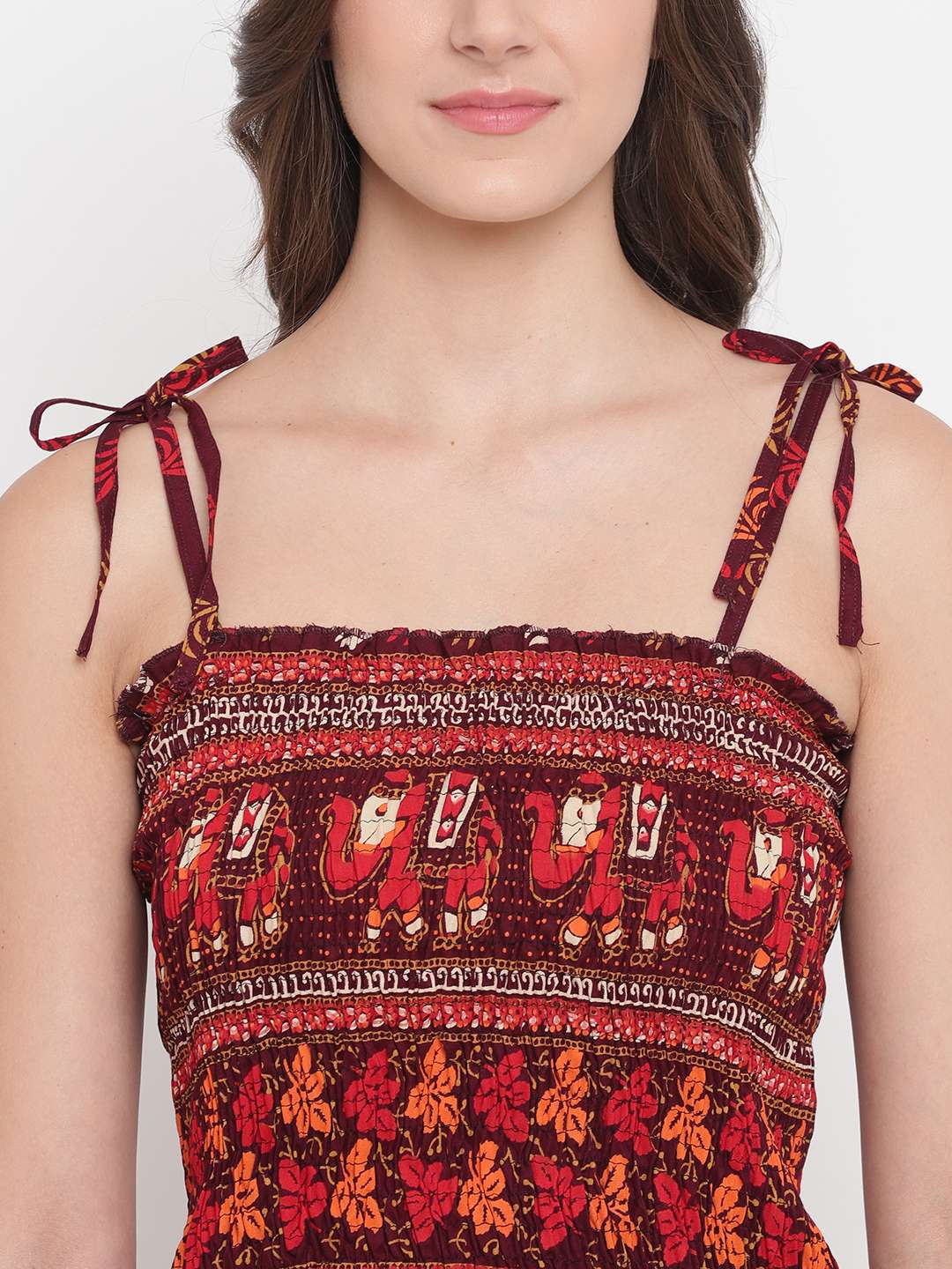 Women's Rayon Printed Casual Summer Style Tie Shoulder Straps Free Size Tank Top ( Multi2)