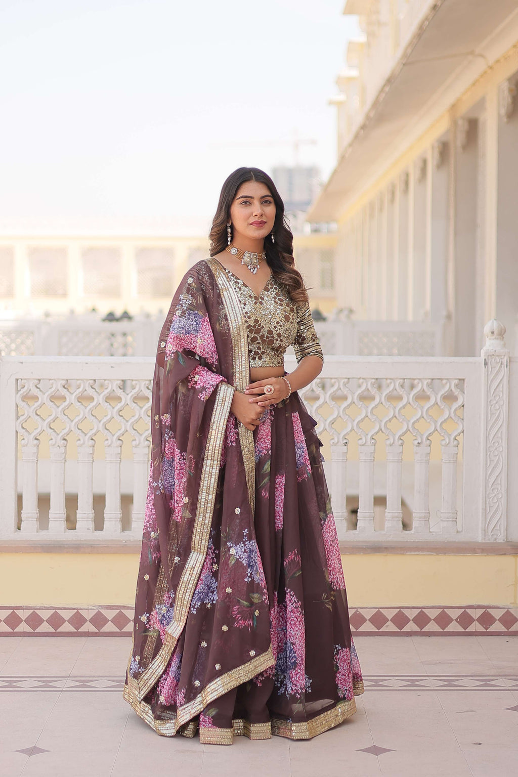 Digital Printed Russian Silk Lehenga Choli with Sequins Dupatta ?