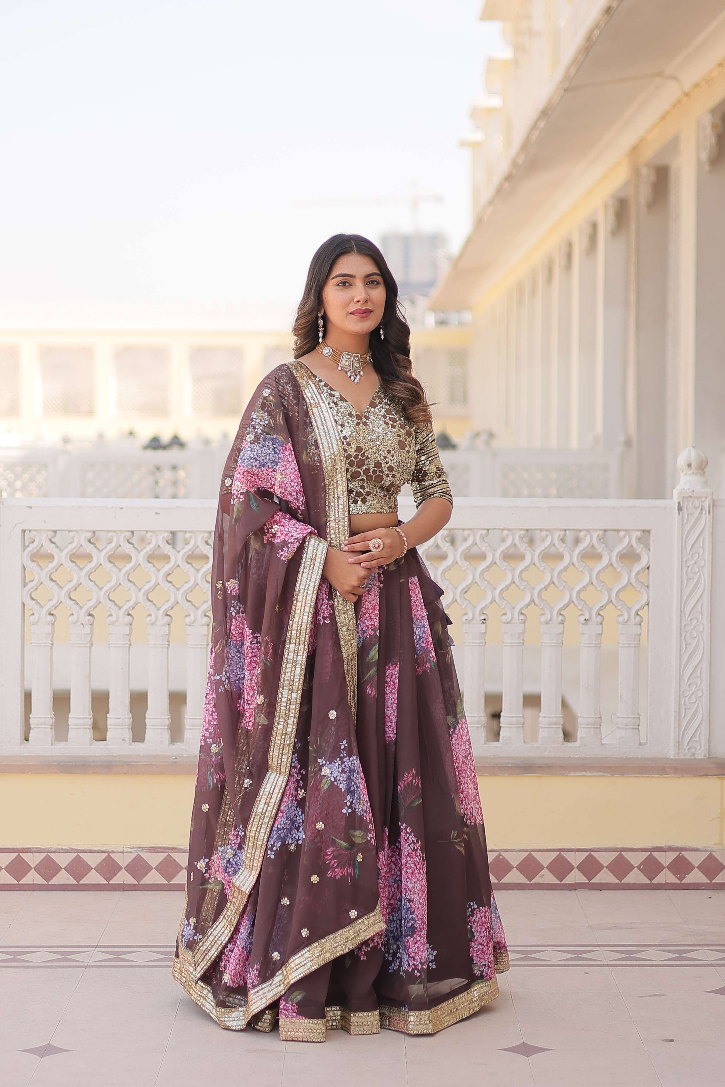 Digital Printed Russian Silk Lehenga Choli with Sequins Dupatta ?