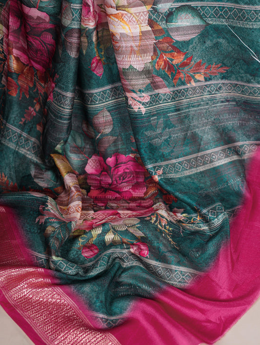 Model draped in Mandarine Orange Tasar Silk saree with viscose border – Tasar Silk Collection