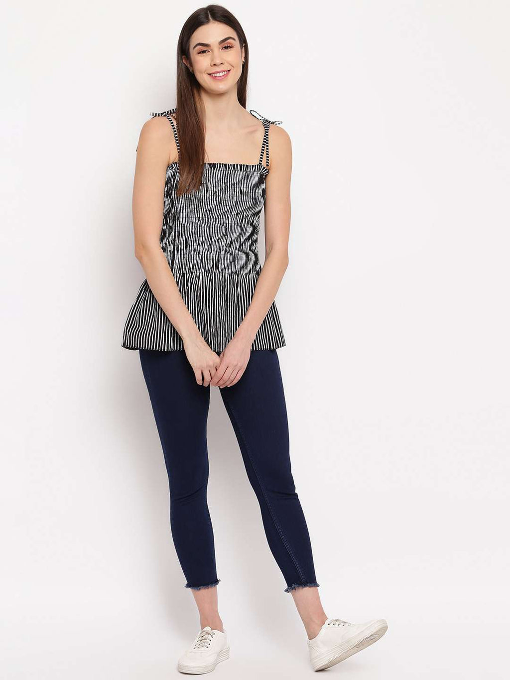 Women's Rayon Printed Casual Summer Style Tie Shoulder Straps Free Size Tank Top ( Multi20)